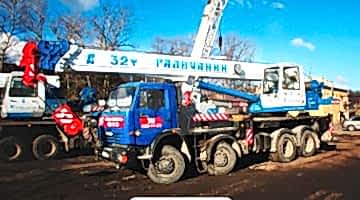 Галичанин 32 тонны Аренда автокрана КС-55729-1В Галичанин на базе шасси Камаз-6540 грузоподъемностью 32 тонны